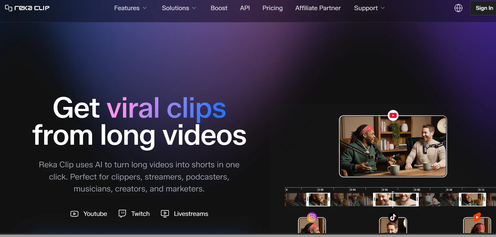 Reka Clip AI viral clip generator